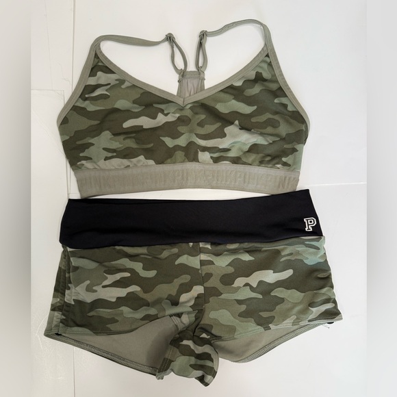 VS PINK Gym to Swim Camo Set, top size Large/Bottoms size Medium - Picture 1 of 4